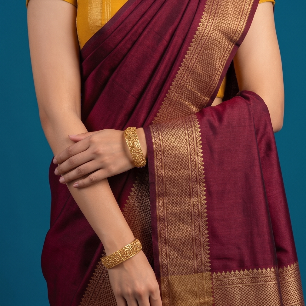 Deep Maroon Silk Saree