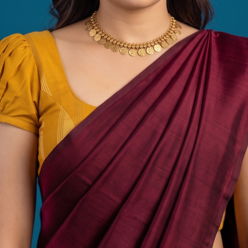 Deep Maroon Silk Saree
