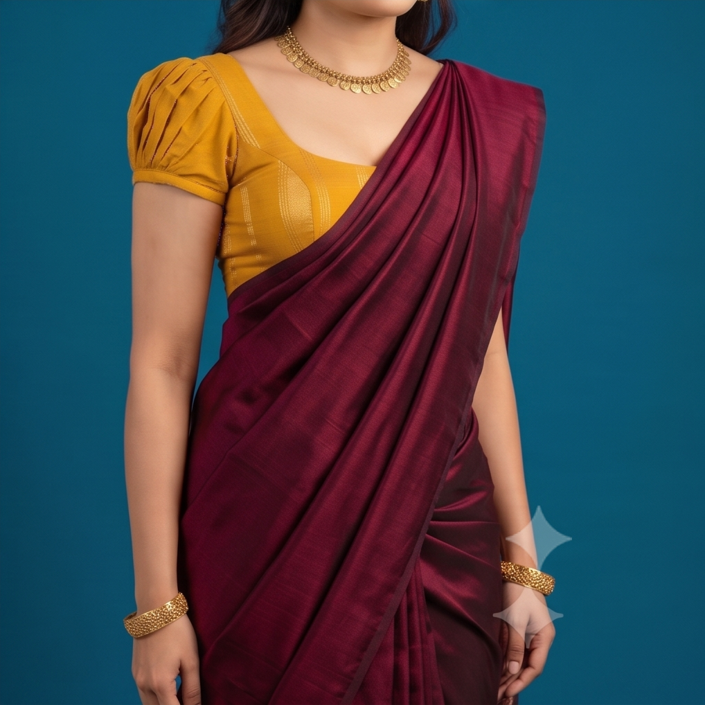 Deep Maroon Silk Saree