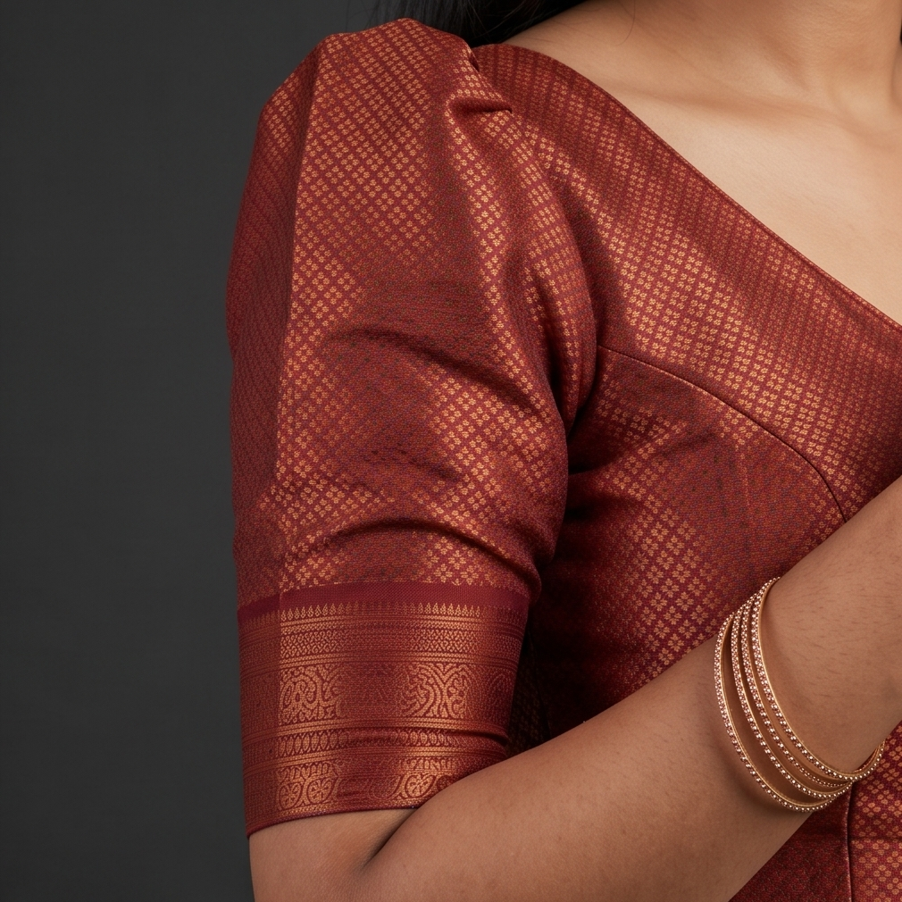 Onam Special Maroon Blouse with White Skirt