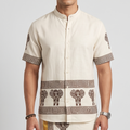 Ivory Elephant Border Linen Shirt – Off White