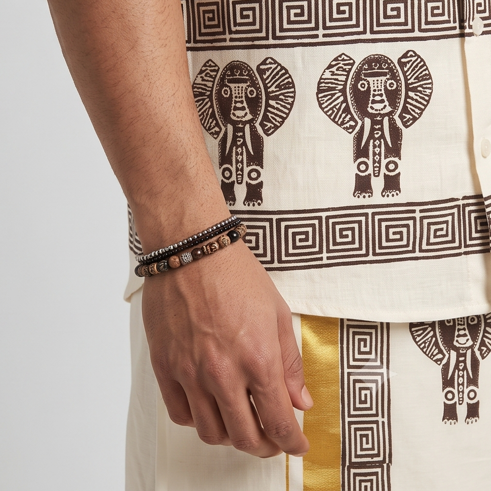 Ivory Elephant Border Linen Shirt – Off White