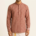 Maroon Floral-Striped Short Kurta