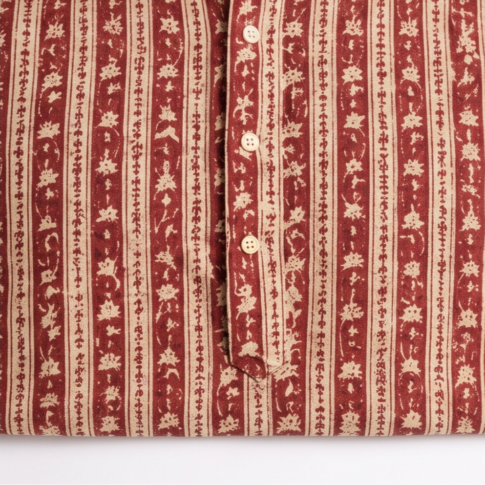 Maroon Floral-Striped Short Kurta