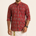 Deep Maroon Kalamkari Paisley Shirt