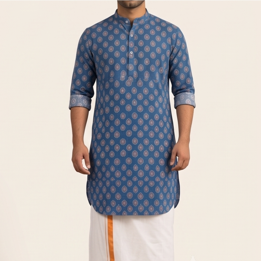 Indigo Teardrop Block Print Kurta