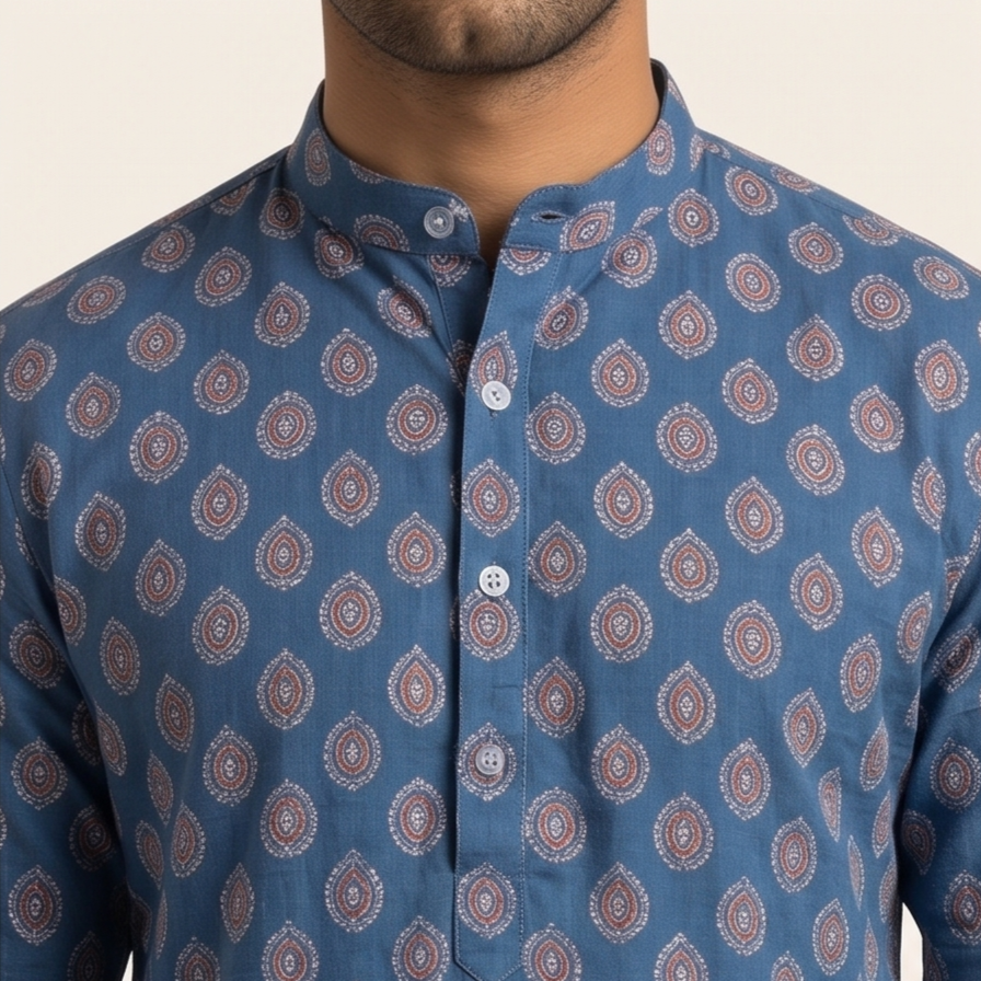 Indigo Teardrop Block Print Kurta