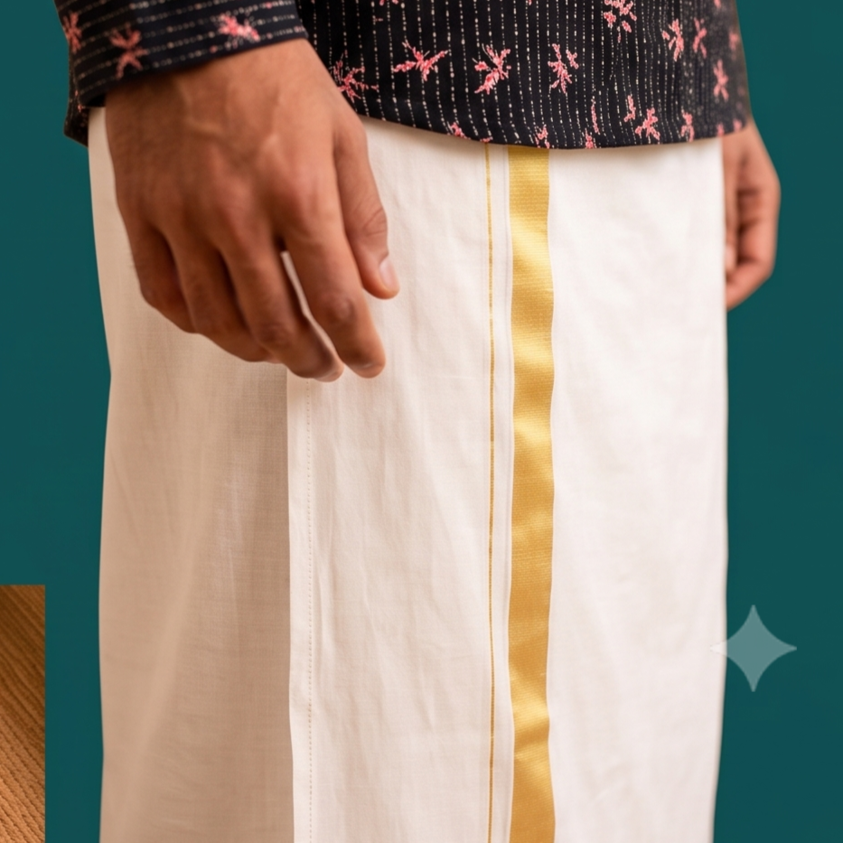 Classic Kerala Kasavu Mundu